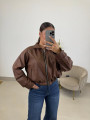 cazadora polipiel marron