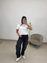 Camiseta corte mujer blanca brillo