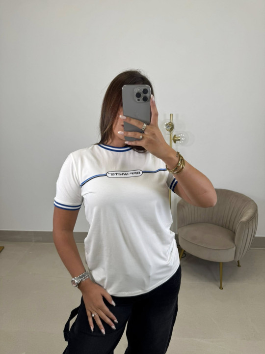 Camiseta corte mujer detalle azul