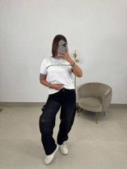 Camiseta corte mujer detalle azul