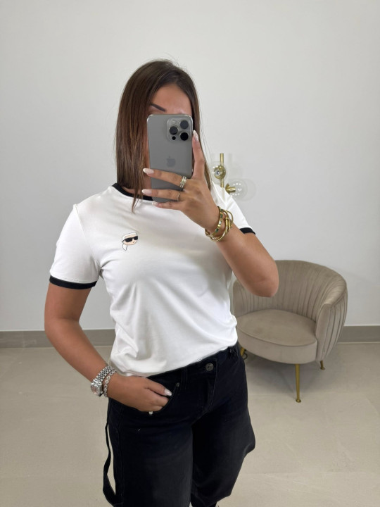 Camiseta corte mujer Karl bordada