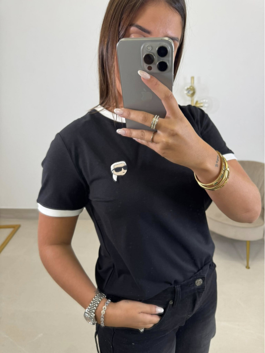 Camiseta corte mujer Karl bordada