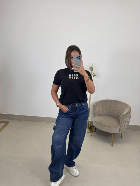 Camiseta corte mujer mui negra