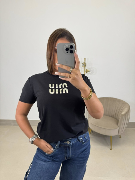 Camiseta corte mujer mui negra