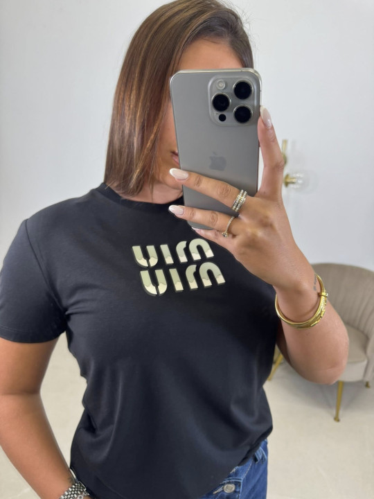 Camiseta corte mujer mui negra