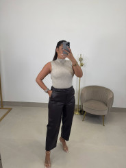 Pantalon polipiel marron