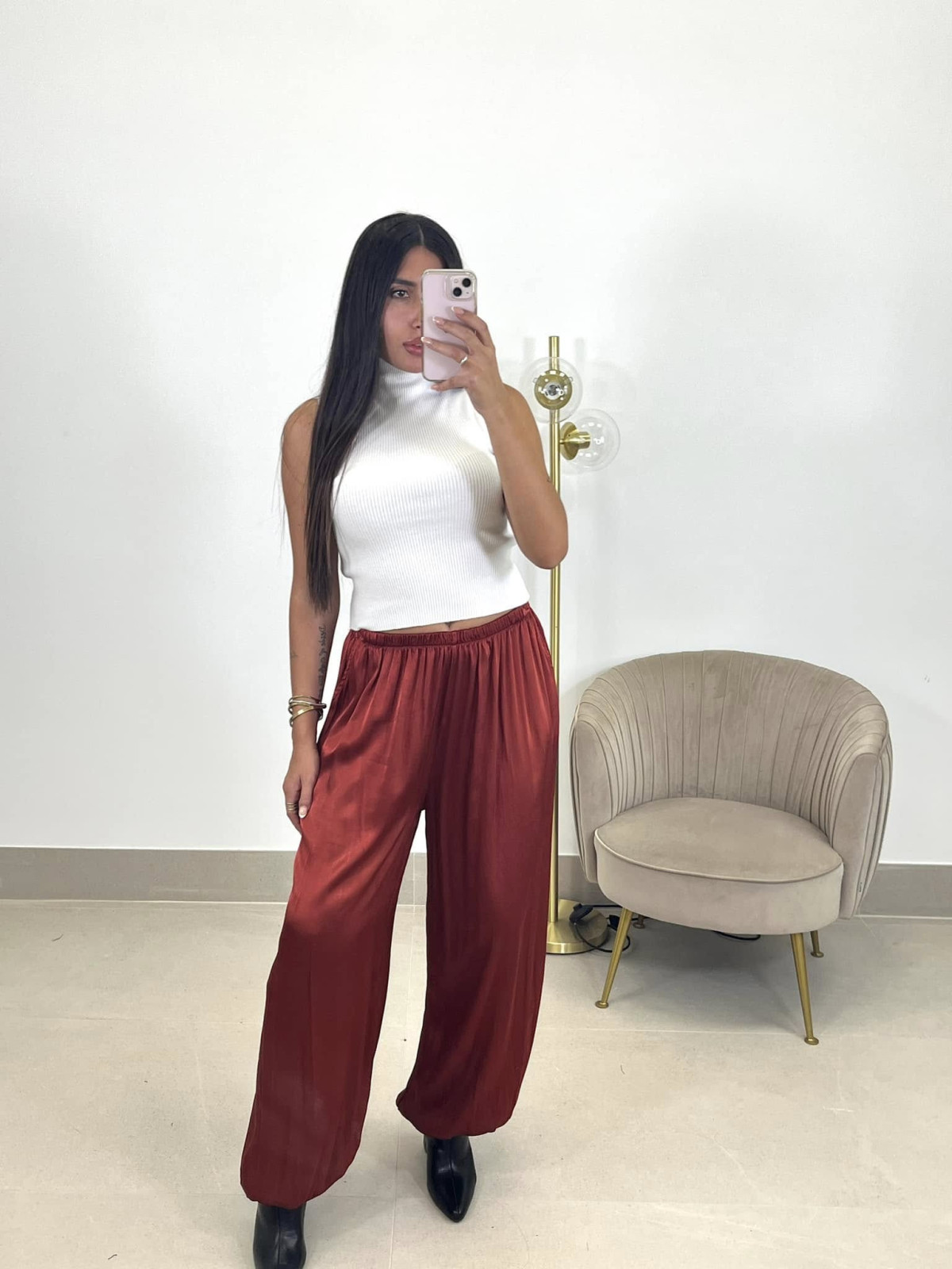 Pantalon boho satinado