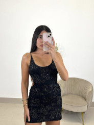 Vestido lentejuela espalda baja negro