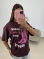 Camiseta oversize cowboy berenjena