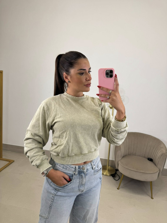 Sudadera desgastada verde