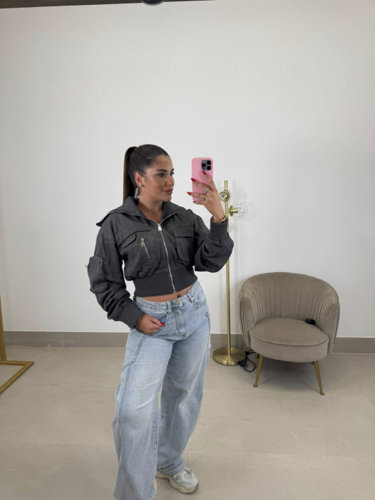 Chaqueta Oslo gris desgastada