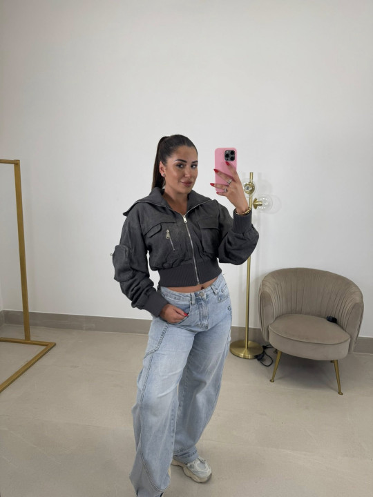 Chaqueta Oslo gris desgastada