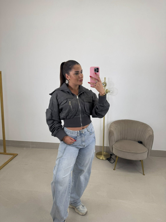 Chaqueta Oslo gris desgastada