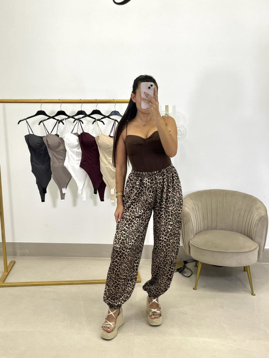 Pantalon globo leopardo
