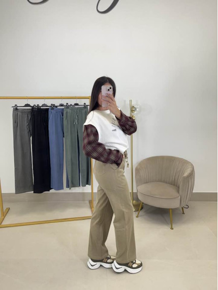 Pantalon fluido efecto denim