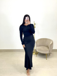 Vestido efecto combinado negro