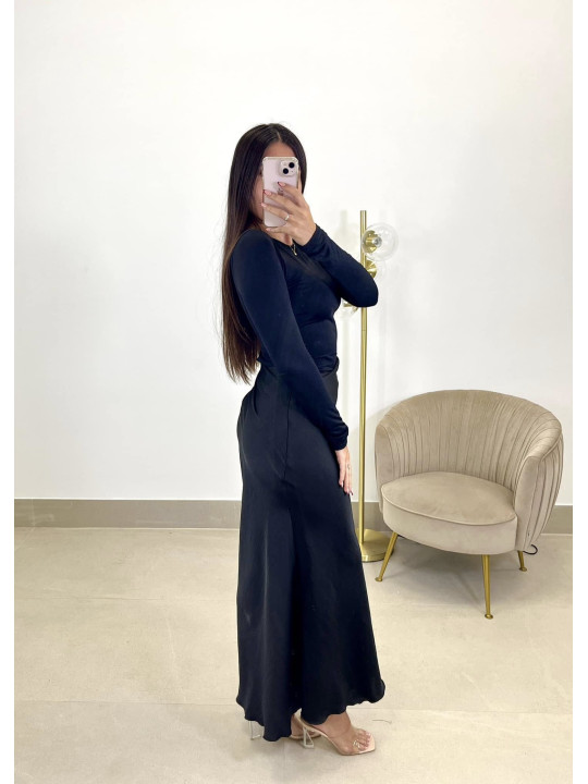 Vestido efecto combinado negro