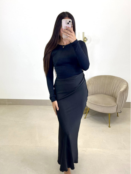 Vestido efecto combinado negro