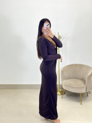 Vestido largo nudo marron