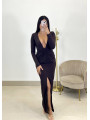 Vestido largo nudo marron