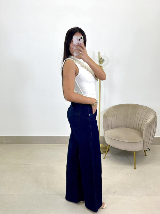 Vaquero wide leg oscuro cinturon