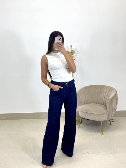 Vaquero wide leg oscuro cinturon