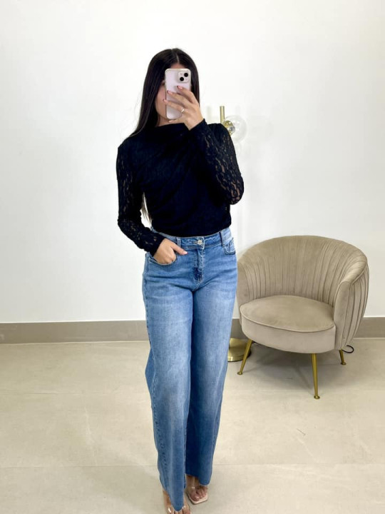 Vaquero wide leg claro
