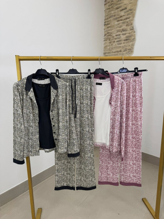 Pijama camisero animal print (3 piezas)