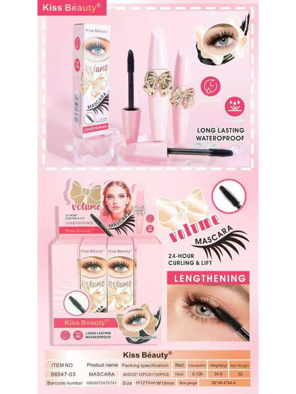 Mascara de pestañas long lasting waterproof kiss beauty