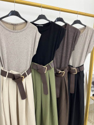 Vestido combinado (incluye cinturón)