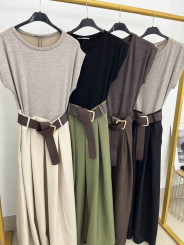 Vestido combinado (incluye cinturón)