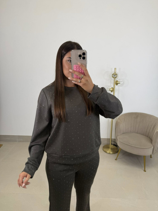 Conjunto felpa brillo verde