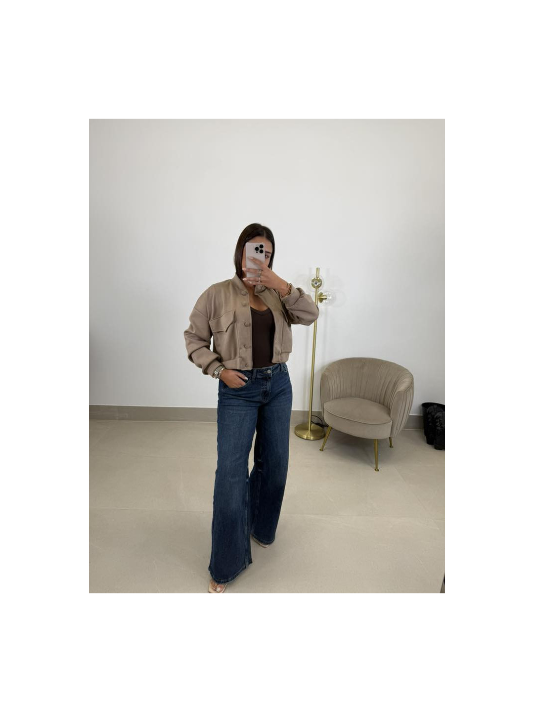 Bomber bolsillo taupe