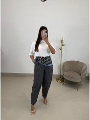 Pantalon pinzas balloon gris