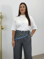 Pañuelo estampado celeste/gris