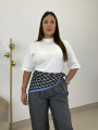 Pañuelo estampado celeste/gris