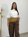 Pantalon pinzas balloon marron