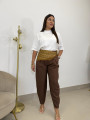 Pantalon pinzas balloon marron