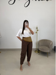 Pantalon pinzas balloon marron