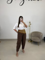 Pantalon pinzas balloon marron