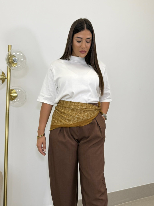 Pantalon pinzas balloon marron