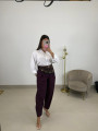 Pantalon pinzas balloon berenjena