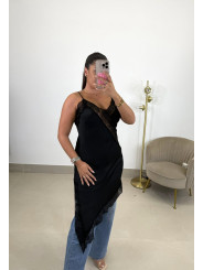 Vestido lencero asimetrico negro