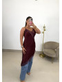 Vestido lencero asimetrico tinto