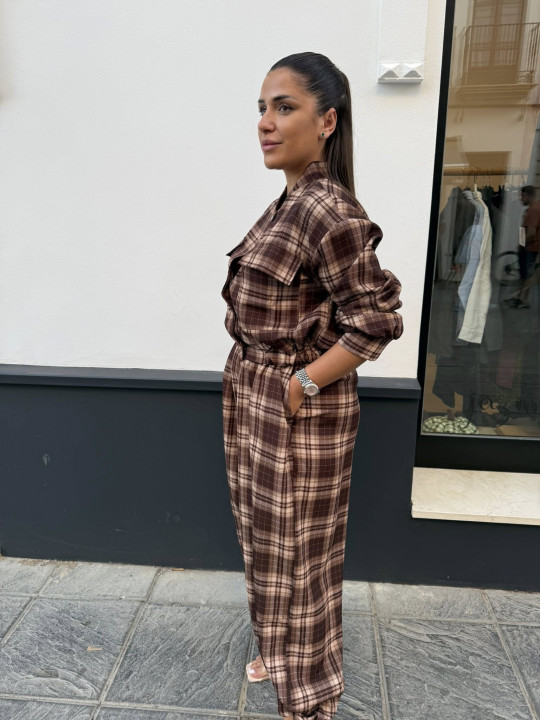 Bomber cuadros marron