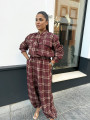 Pantalon boho cuadros tinto