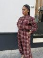 Pantalon boho cuadros tinto