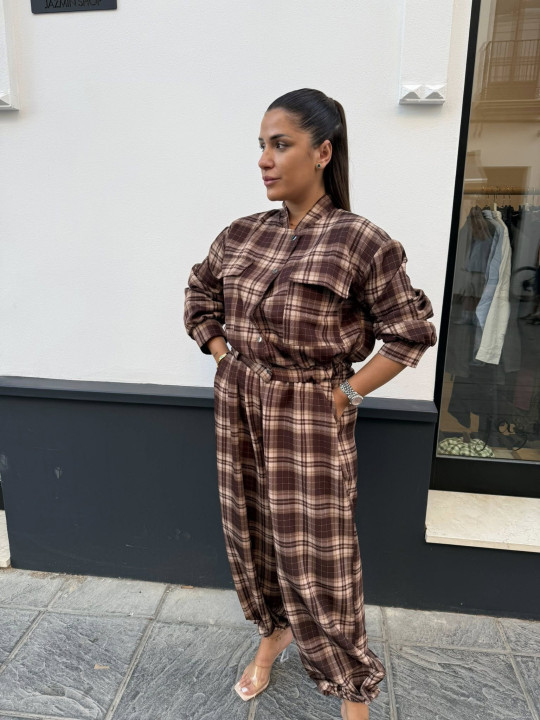 Pantalon boho cuadros marron Pantalon boho cuadros marron