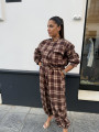Pantalon boho cuadros marron Pantalon boho cuadros marron