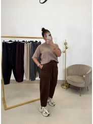 Pantalon felpa balloon marron/REPOSICION